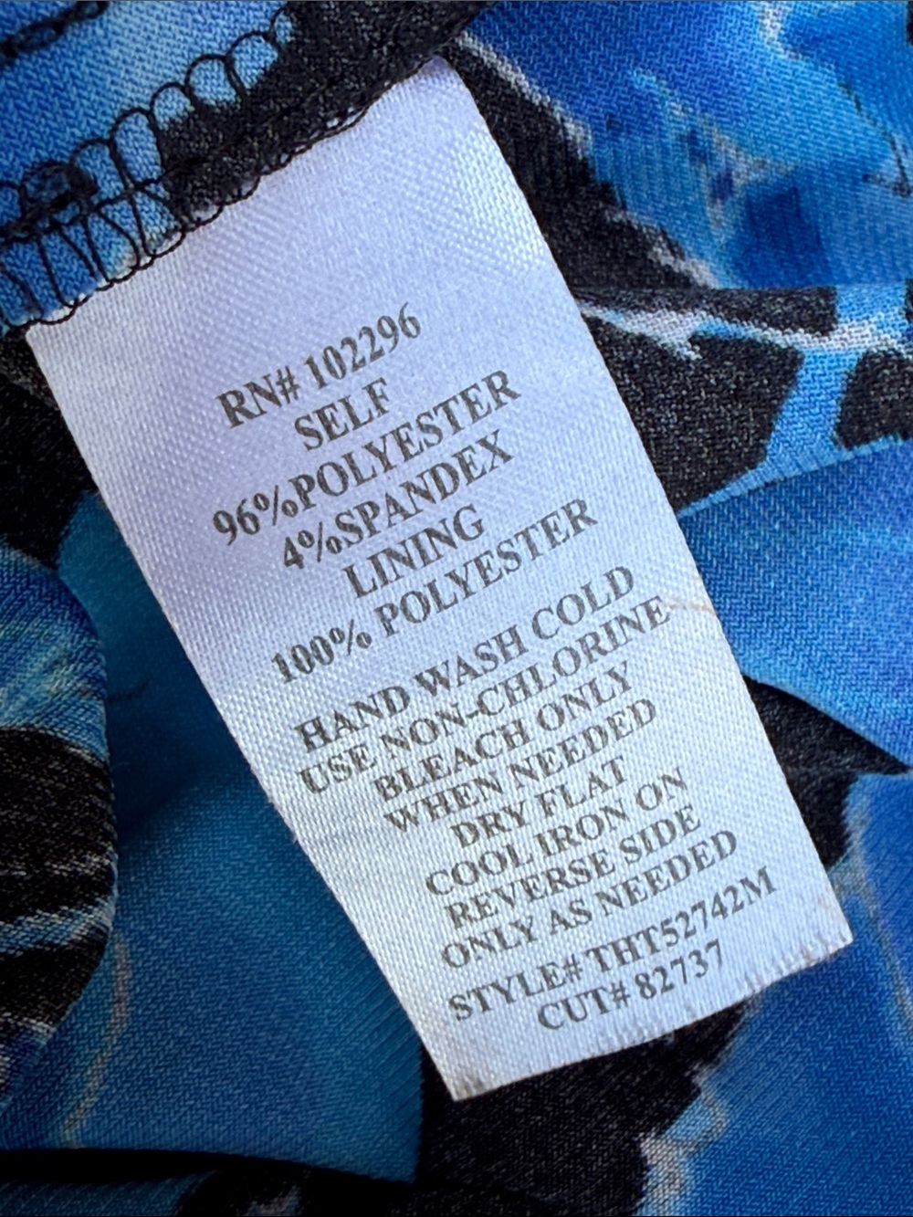 connected apparel Black and Blue Floral Cowl Neck Midi Dress Size 4 - Picture 8 of 8